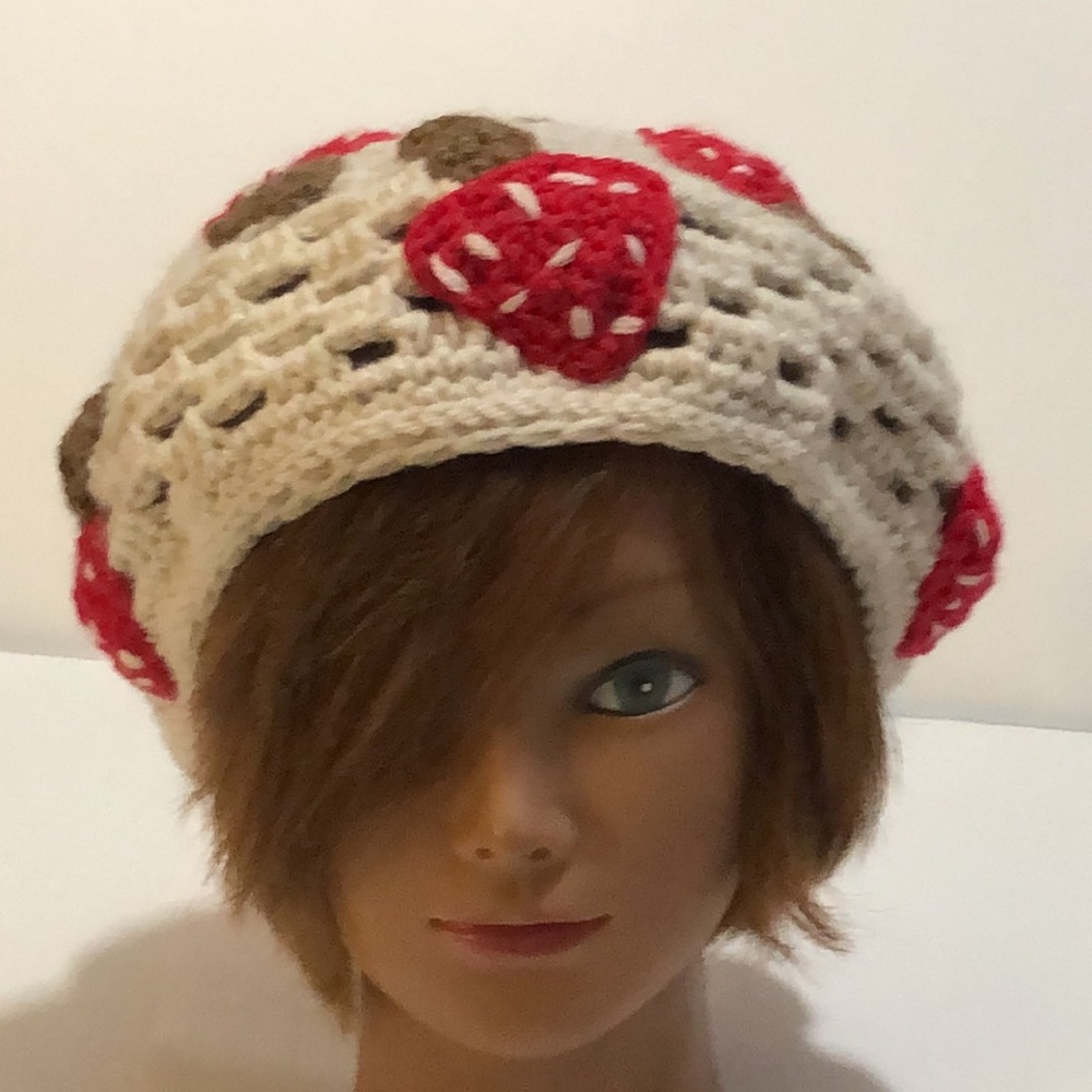 Unisex Crochet Mushroom Hat Beret Style